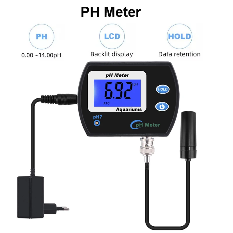 

Portable PH Meter Tester Aquarium Hydroponics Swimming Pool Drink Water Quality Analyzer Replaceable BNC Probe Acidimeter