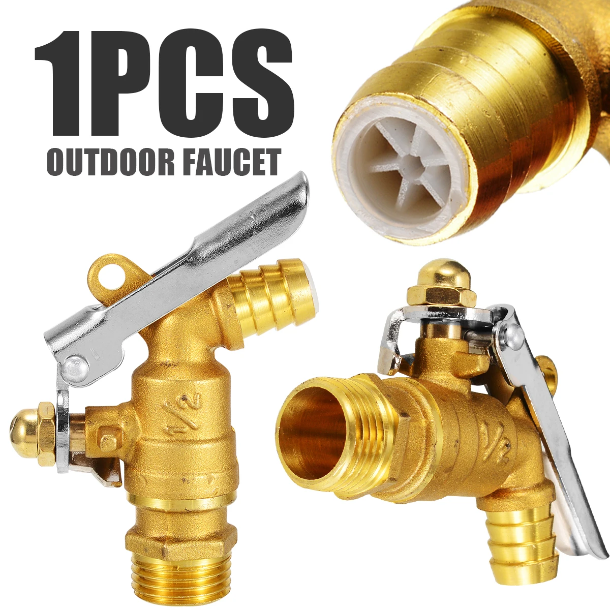 1/2inch 2cm Thread Diameter Water Tap Locked Brass Faucet Outdoor Garden Faucets Bathroom Hardware | Обустройство дома