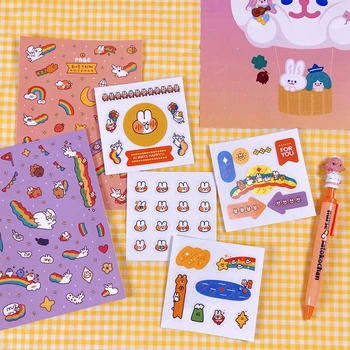 

1Sheet Cartoon Cute Korea Style Ins Bread Rabbit Girl Sticker DIY Scrapbooking Album Diary Planner Decoration Stickers
