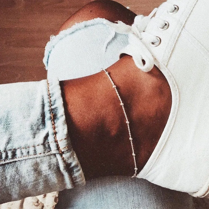 ZOVOLI Bohemian Gold Silver Color Bead Chain Ankle Bracelet Cute Simple Anklets For Women 2020 Beach Sandals Summer Jewelry ZOVOLI Bohemian Gold Silver Color Bead Chain Ankle Bracelet Cute Simple Anklets For Women 2020 Beach Sandals Summer Jewelry