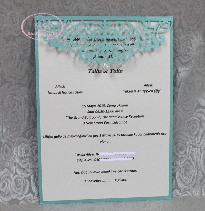 HI3027-10 Customize Laser Cut Wedding Cards with Personal Printing  More Colors Available