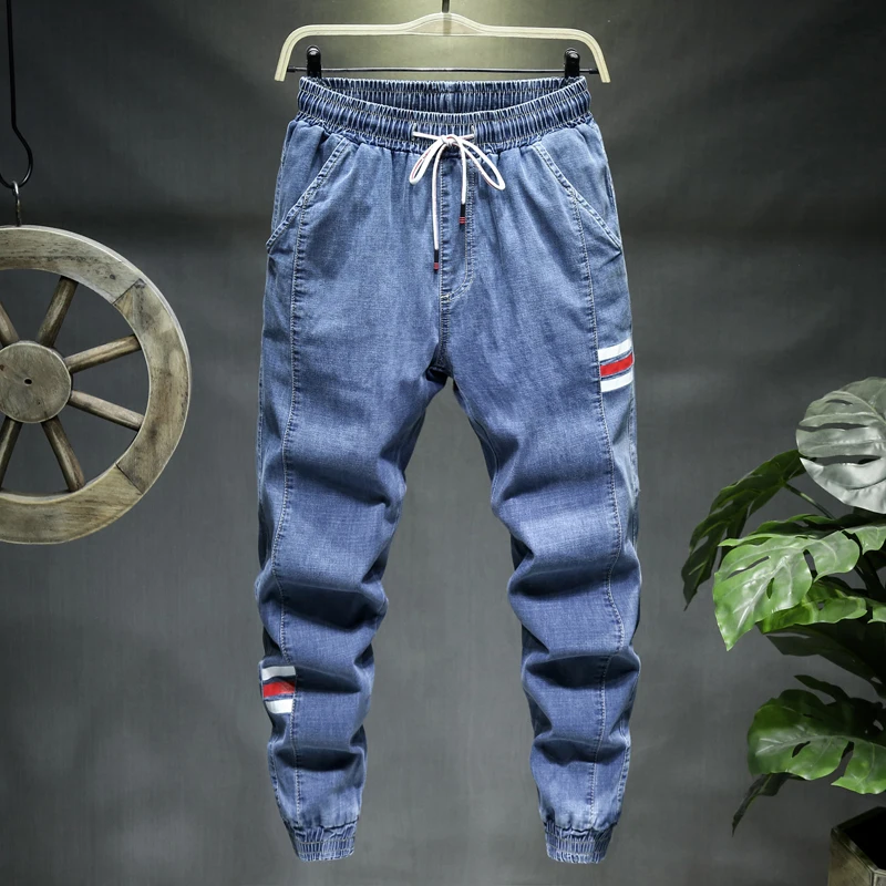 

Plus Size M-10XL Waist 128CM New Mens Fashion Black Blue Jeans Men Casual Slim Stretch Jeans Classic Denim Pants Trousers