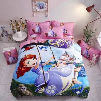 

pink Disney Sofia princess bedding twin 3d comforter sets queen size girls adult bedspread single 100% cotton duvet covers king