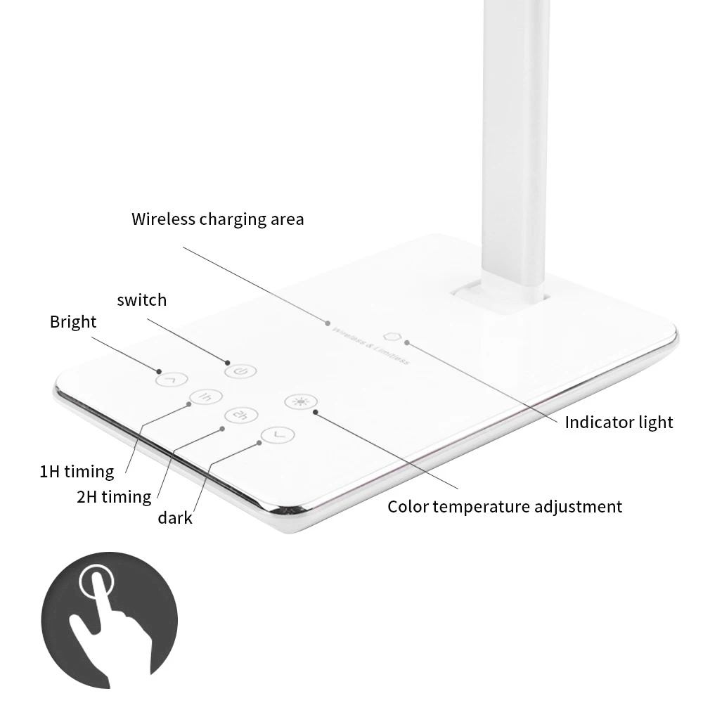 LED Table Desk Lamp 2 In 1 QI Wireless Charging Creative Eye Protection Multi-Function Reading Light For Mobile Phone charge