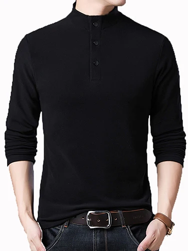Men's Fleece Long-sleeve T-shirt Fleece Half-high Collar Bottoming Shirt Soft Warm Solid Color Men's Clothing MTL117