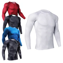 С длинным рукавом плотно прилегающая быстросохнущая спортивная мужская тренировочная рубашка для бега велосипеда Облегающая рубашка для фитнеса силовая тренировка стиль