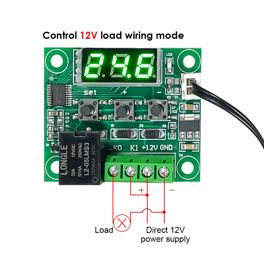 

W1209 DC 5V 12V 24V Heat Cool Temp Thermostat Temperature Control Switch Temperature Controller Thermometer Thermo NTC Sensor
