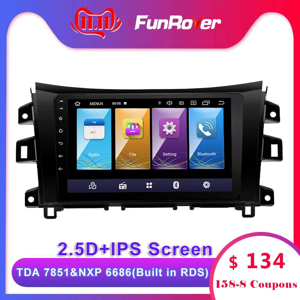 Funrover 9 "android8.0 2 Дин dvd мультимедиа для navara Frontier NP300 2011 + автомобильное радио gps-навигация стерео аудио navi видео
