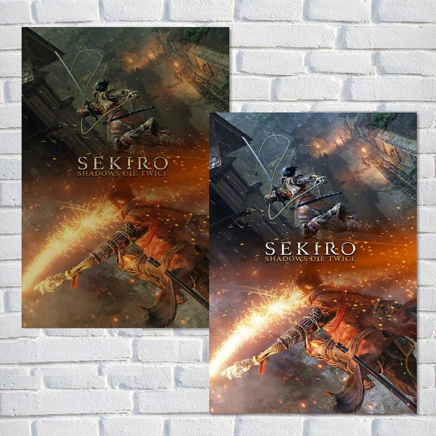Sekiro Shadows Die Twice плакат видео игра Аниме японское Искусство Плакат белая крафт-бумага настенные картины плакаты и принты QT638 - Цвет: Цвет: желтый