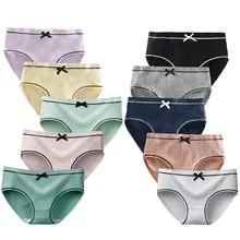 5 Pcs/Lot Girls Cotton Underwear Cute Knot Soft Breathable Briefs Young Girl Panties Solid girl Briefs Children Clothes 10 Color