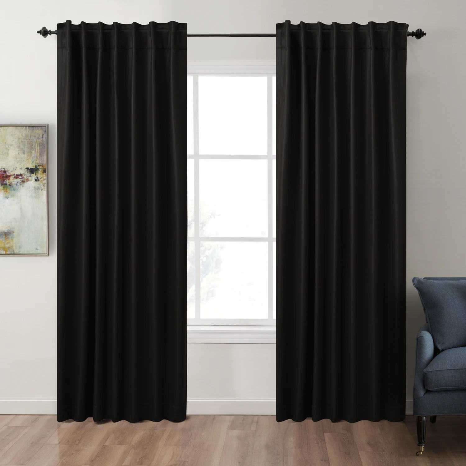 Solid Color Thermal Insulated 90% + Blackout Curtains for Living Room Bedroom Gray Black Blue Thick Window Curtain Treatment
