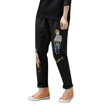 

Women Plus Size Pants New Cartoon Characters Print Elastic Waist Pocket Trousers Spring Summer Fashion Casual Pantalones