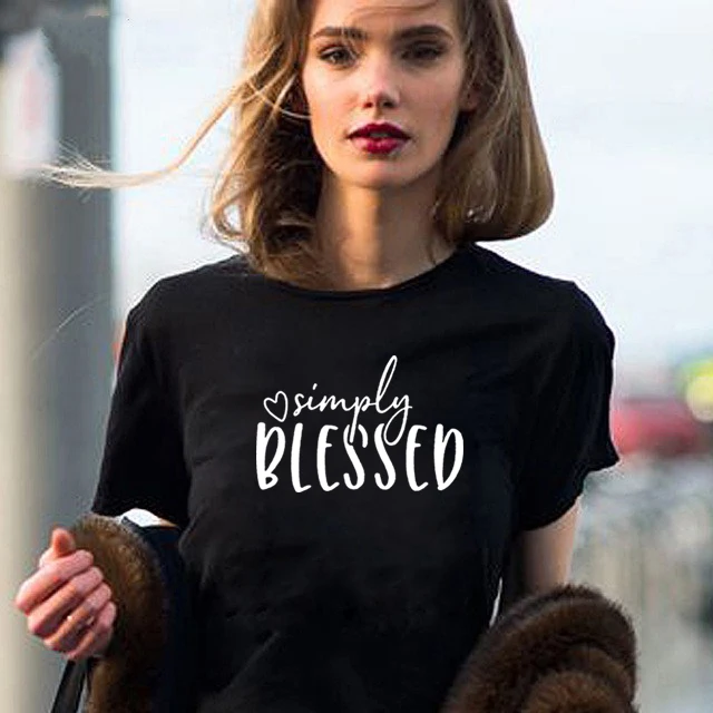 Просто Blessed T рубашки женская футболка с коротким рукавом и круглым вырезом