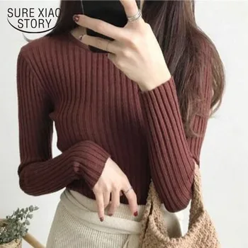 

2020 Fall Winter Fashion Solid Sweater Sexy Long Sleeve Pullovers Cotton Knit O-neck Chic Sweater Casual Slim Clothing 10307