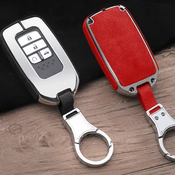 

New Suede Leather Zinc alloy Car Key Case Cover For Honda Hrv Civic 2017 Accord 2003-2007 Cr-v Freed Pilot Auto ShellAccessories