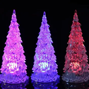 

4pcs Acrylic Colorful Christmas Tree Night Light Granule Snowman Flash Light Table Lamp Wedding Party Xmas Gift
