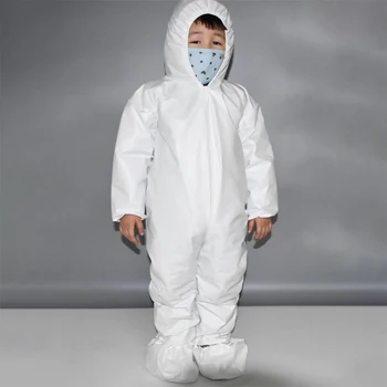 

Kids Disposable Isolation Clothing Suit S M L Size White Protective Safety Coveralls Children Suit Waterproof Oilproof Dustproof