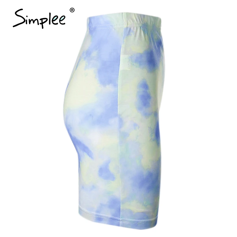 Simplee Casual outfits womens two piece suits Tie dye printing backsuits T-shirt suit Sports style bicycles shorts set 2020 NEW