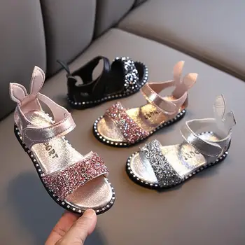 

Summer Kids Sandals Children Toddler Fashion Princess Shoes Rhinestone Rabbit Ears Girls Casual Sandals Size 21-36