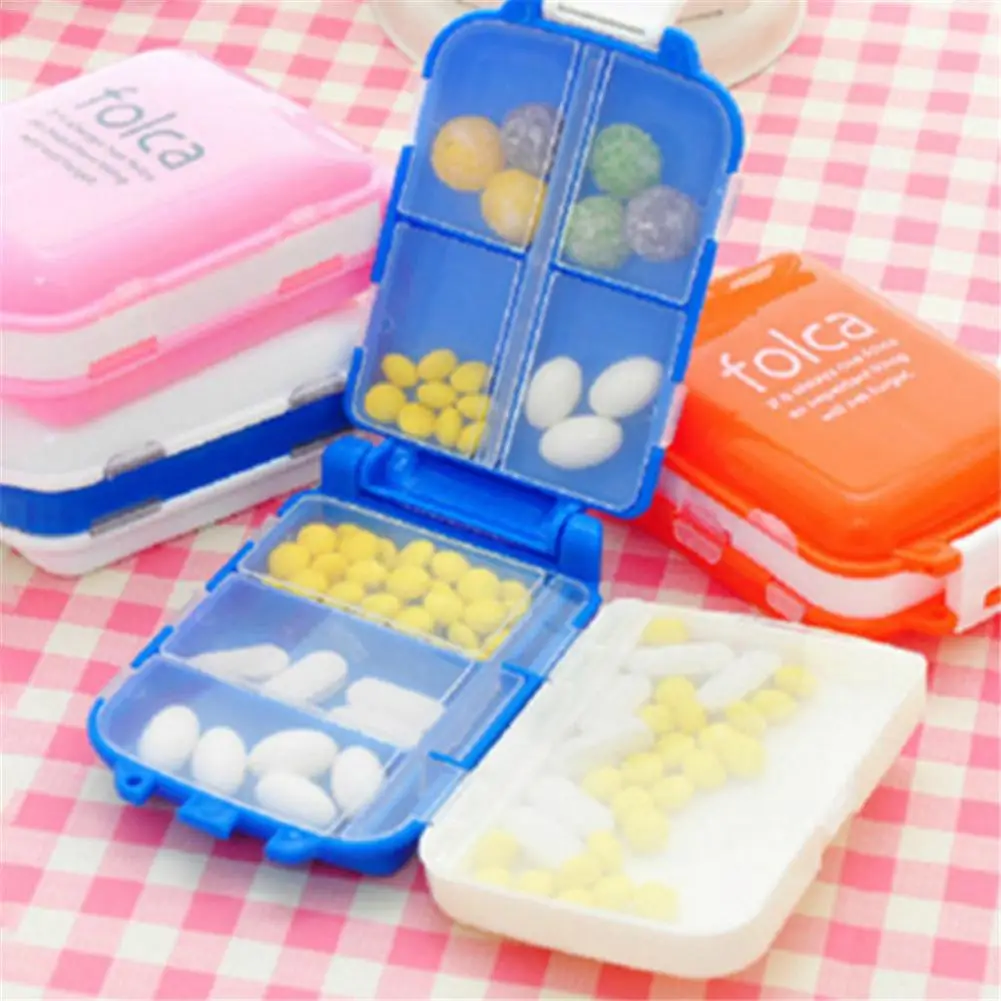 Pill Box Mini 8 Grids Medicine Tablet Week Pillbox Case Container Organizer Health Care Drug Travel Divider Portable Tool