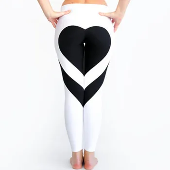 

Improve Hips Love Heart Ladies Sports Fitness Leggings Running Hiking Climbing Contrast Patchwork Pants Push Up Leggings