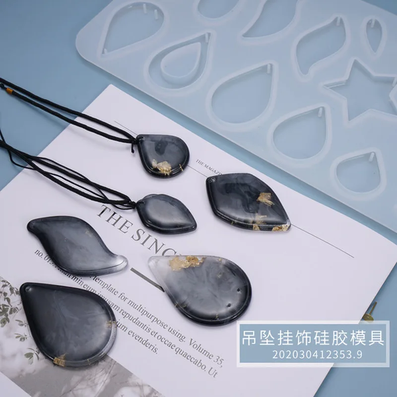 

Epoxy Resin Mold Pendant Molds DIY Transparent UV Resin Liquid Silicone for Mold Making 15 Styles Earring Necklace Pendant Mold