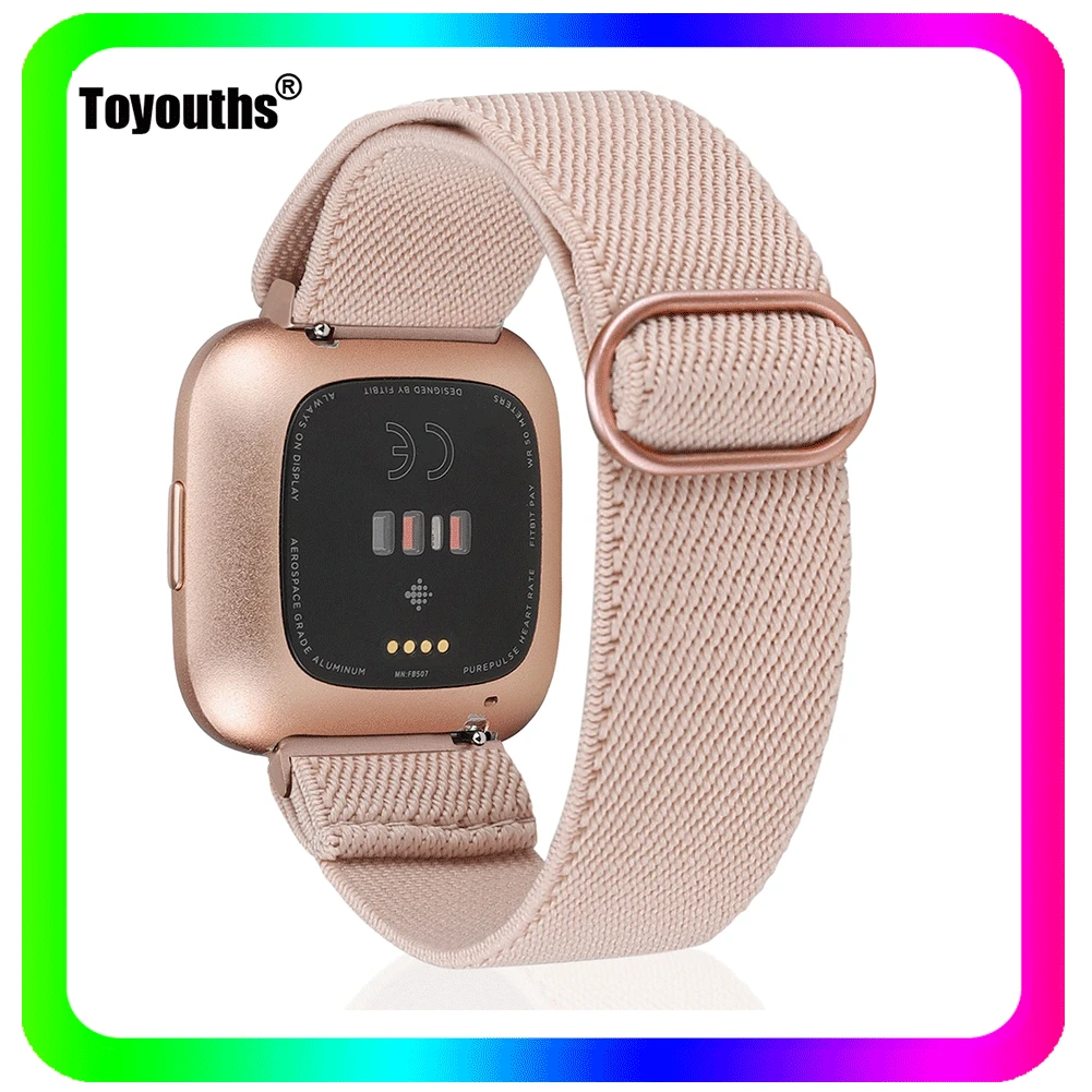 Toyouths нейлон прочными застежками липучками для Fitbit Versa резинки резинка