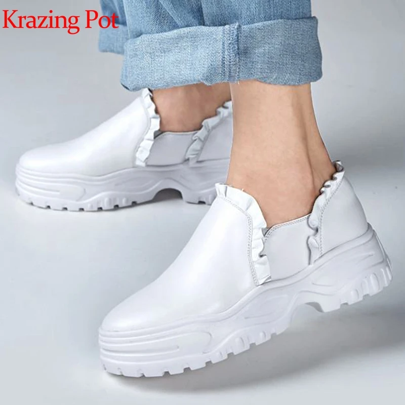 Кроссовки Krazing pot женские из натуральной кожи на платформе без застежки круглый