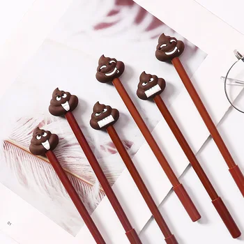 

Funny Cartoon Poo Pen Cute 0.5mm Black Poo Shaped Gel Pen 5pcs/lot