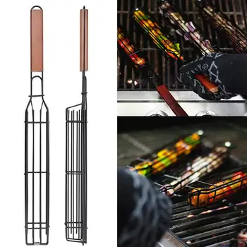 

Outdoor barbecue utensils Portable BBQ Grilling Basket Stainless Steel Nonstick Meat Vegetable Barbecue Grill Tools Grill Mesh