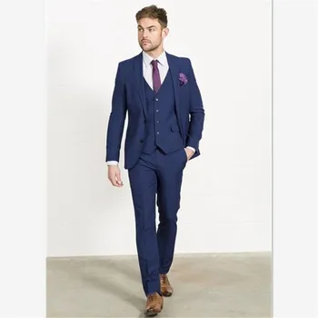 

New Classic Men’s Suit Smolking Noivo Terno Slim Fit Easculino Evening Suits For Men Navy Blue Tuxedos Bespoke Wedding Party Bri