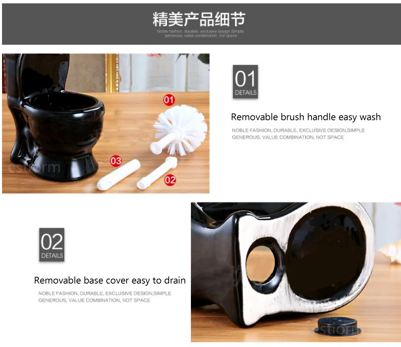 Ceramic Toilet Bowl Brush Set Long Handle - Js3337-4