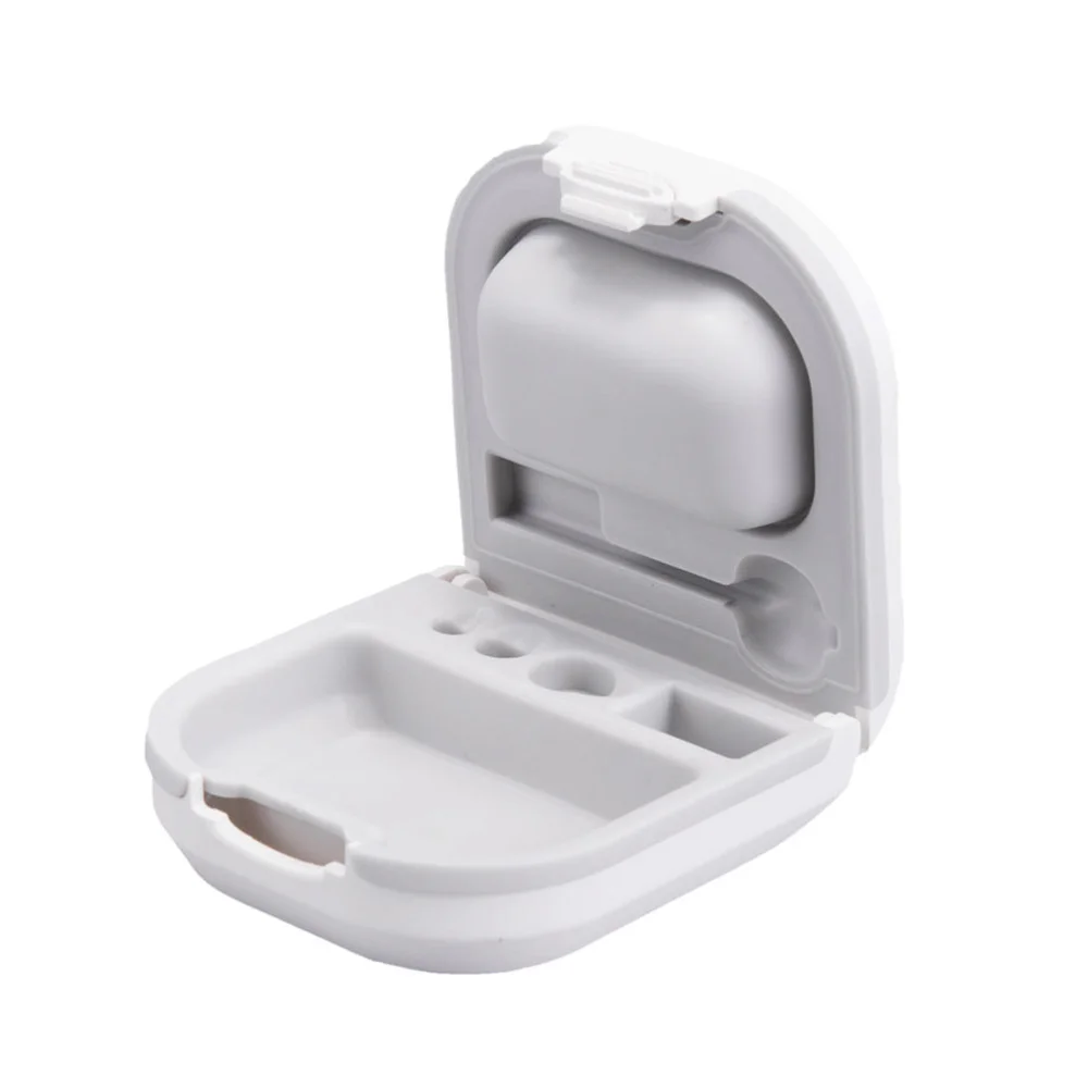 Hearing Aid Storage Case Box Holder With Cleaning Brush And Battery