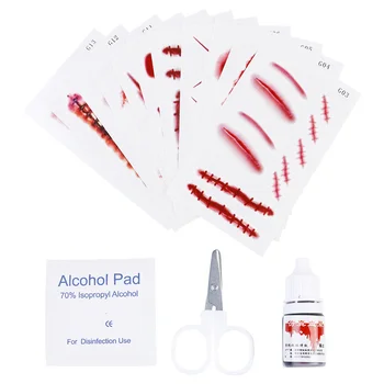 

60pcs Simulation Horror Bleeding Fake Wound Suture Scar Sticker Set for Party