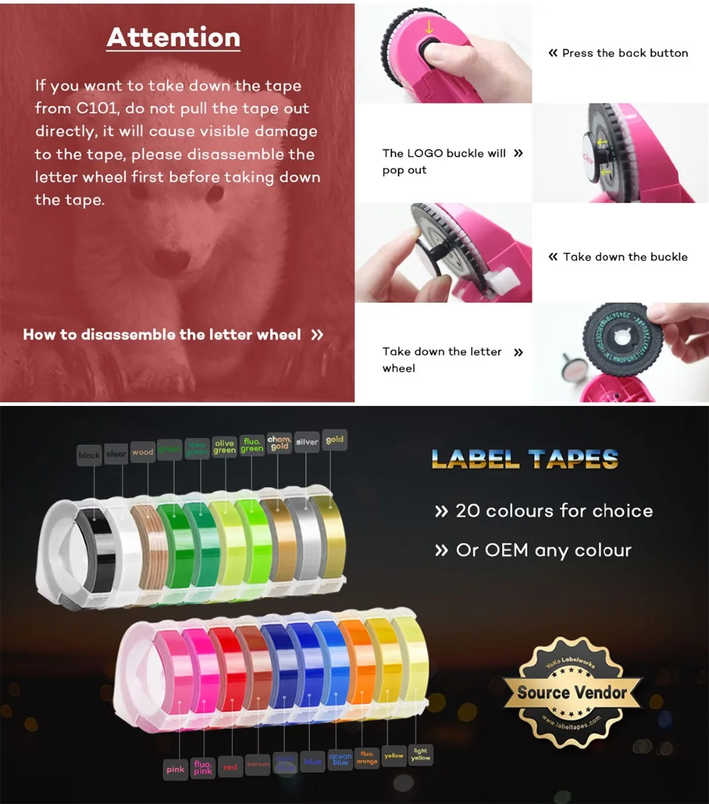 DIY Writer, Recarga de Fita, Lettering Machine, 9mm