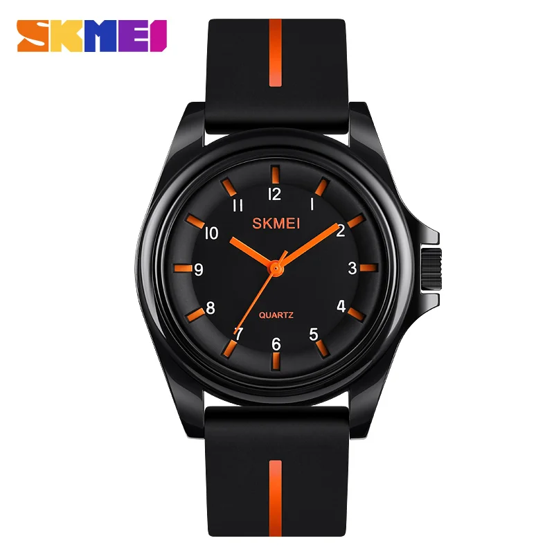 SKMEI 1578 Модные мужские и женские часы, кварцевые наручные часы, 3 бар, водонепроницаемые, персональные, цветные, силикагель, ремешок, relogio feminino - Цвет: Orange