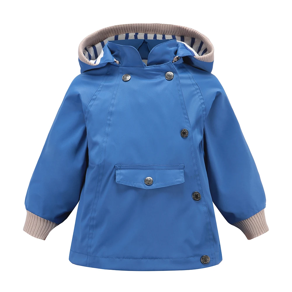 Детская ветровка; водонепроницаемая ветрозащитная куртка для девочек; пальто для мальчиков; детский Тренч; одежда для малышей; съемный капюшон; 7 цветов; Рост 80-140 см - Цвет: Синий