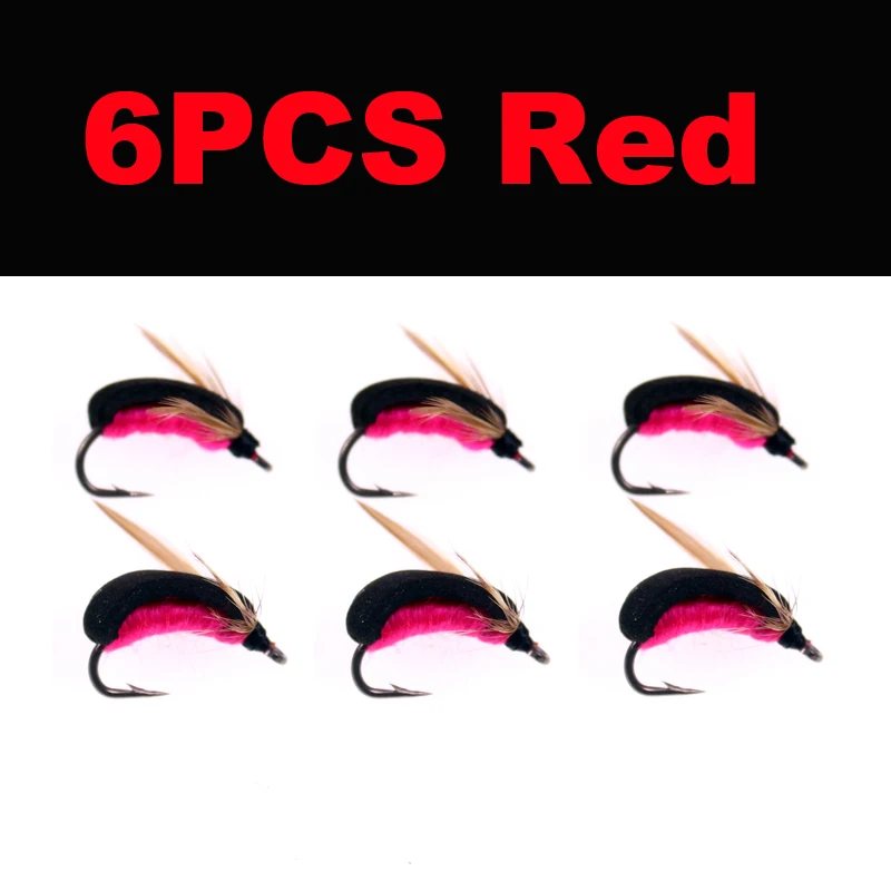 6pcs red Bimoo 6 шт., приманка для ловли карпа, Зиг, жук, летающий лодочник, ловля карпа, всплывающие насекомые, имитирующая искусственную приманку, установка для волос, Helicoper, комбинированный крючок - Цвет: 6pcs red