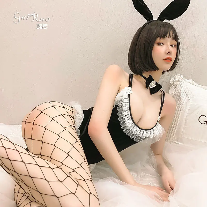 Japanischen Cute Bunny Madchen Sexy Dessous Einteiliges Body Rolle Spielen Playboy Bunny Cosplay Uniform Samt Spitze Kaninchen Ohr Outfits Aliexpress