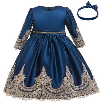 

Satin Lace Summer Kids Dresses For Kids Flowers 2020 New Embroidered Children Clothing Princess Dress 4-10 Years Causal Wear