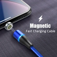 360 Rotable магнитное зарядное устройство USB кабель для iPhone Micro Usb type C передача данных телефон Быстрая зарядка USB провод светодиодный шнур 3 А 1 м