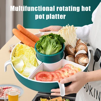 

Multifunctional Rotating Drain Basket Multiple Compartment Detachable Multi-grid Fruit Vegetable Storage Drain Basket DT