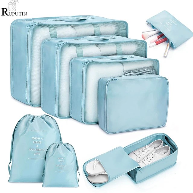 8 pieces Set Travel Organizer Storage Bags Suitcase Packing Set Storage  Cases Portable Luggage Organizer Clothes