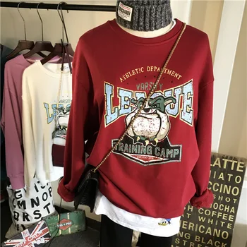

Ulzzang Cartoon Cotton Sweatshirt Women Autumn Comfortable Casual Hoodie Pullovers Female Soft Basic Coat Teenagers