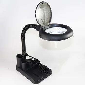 

5X-10X Bedroom LED Magnifying Lamp Library Magnifier Light Hotel Study USB Free Stand Reading Room Home Office Glass Lens