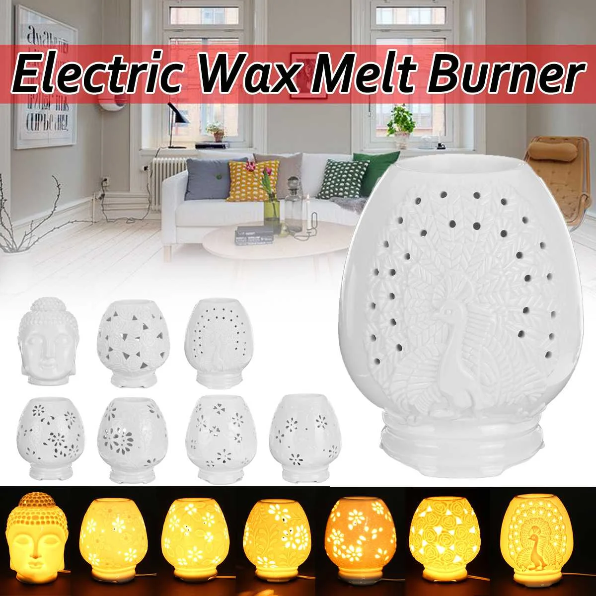 25W Electric Wax Melt Burner Hollowing Candle Oil Burner Perfume