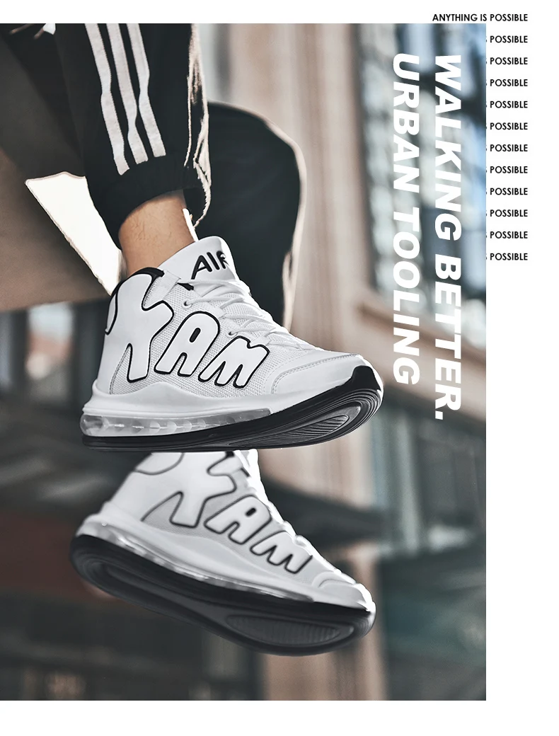 Spring Hot Sale Air Running Shoes for Men Jogging High Ankle Sneakers Lace Up Breathe Sport Shoes Walking Man Shoes 39-44