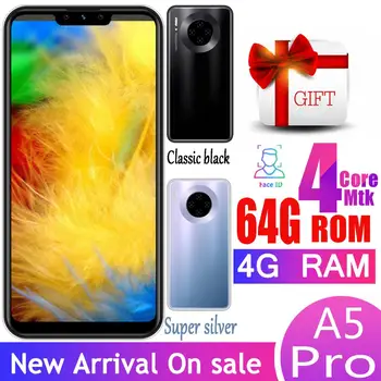 

A5 Pro global version 3G smartphones quad core 6.26inch FHD 4GB 64GB 13mp Face ID unlocked android mobile phones celulares WIFI