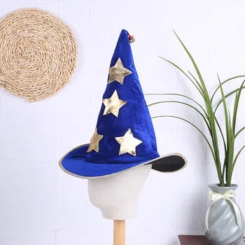 

Halloween Hat Headdress Props Witch Hat Wizard Hat Magician Cap Five-pointed Star Sponge Ring Pinnacle Hat