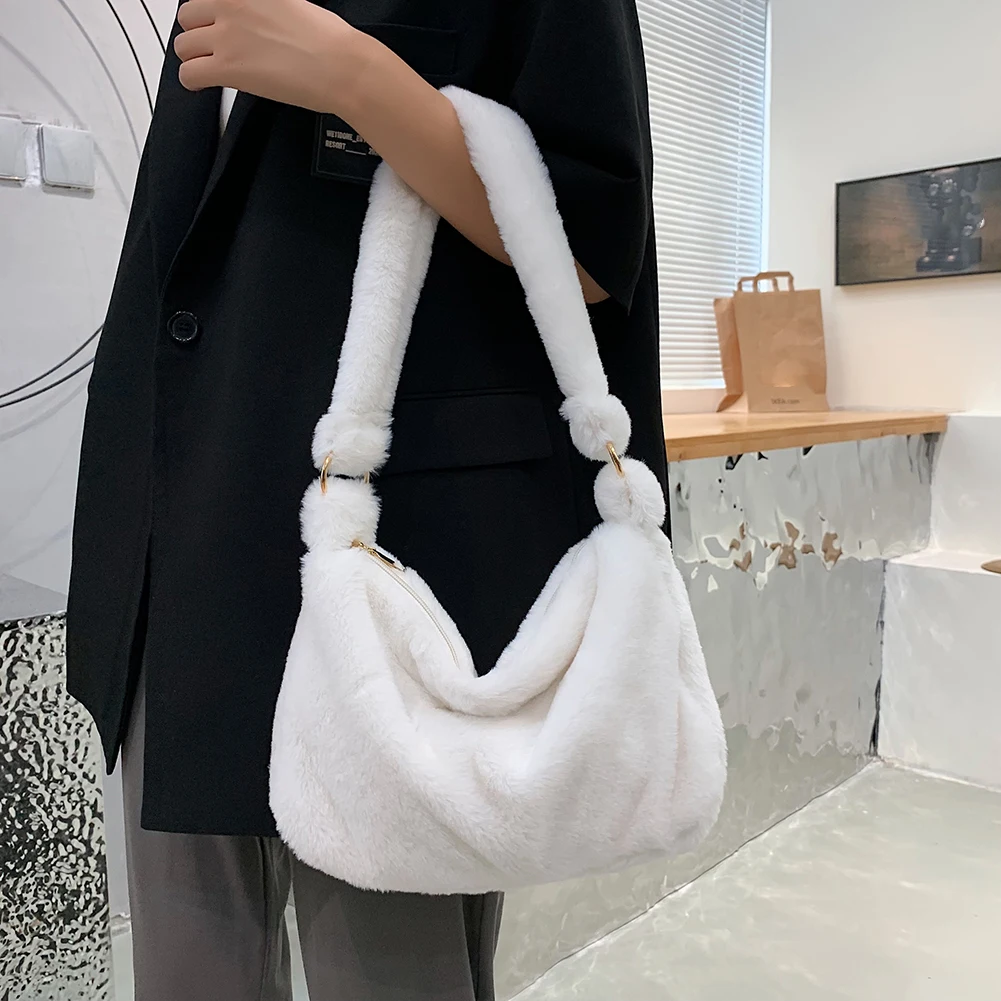 Fashion Checkered Print Shoulder Bag Autumn Winter 2022 INS Fashion Women Plush Bag Handbag Women Tote Bags Shopper bag bolsas